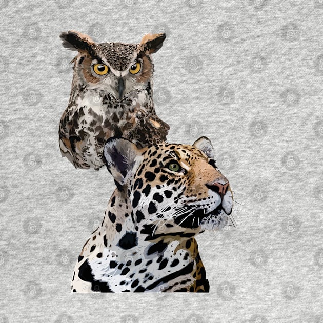 American Owl and Jaguar by obscurite